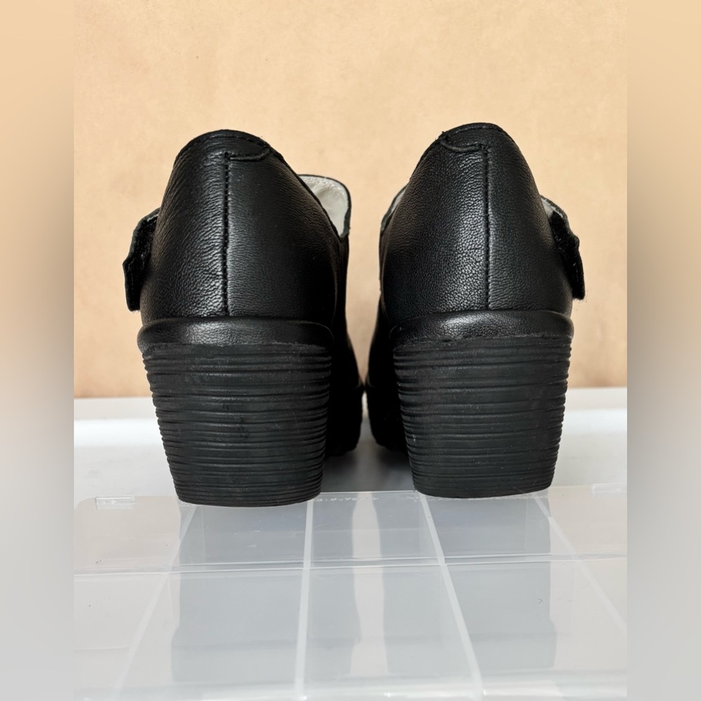 Fly London Yas Mary Jane Platform Wedge Black Leather Pumps Size 8 - Picture 6 of 12